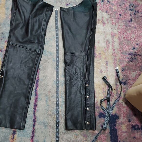 Genuine Leather Riding Biker Chaps by M M Leathers in Black Size XS - Picture 13 of 14